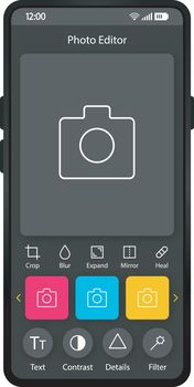 Photo editor smartphone interface vector template