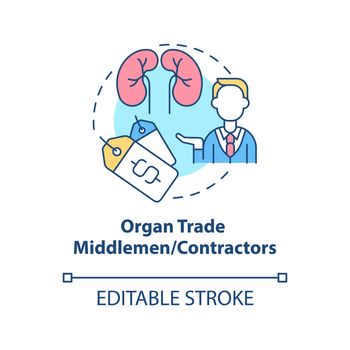 Organ trade middlemen or contractors concept icon