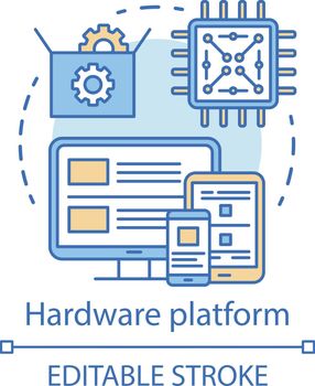 Computer components, hardware platform concept icon