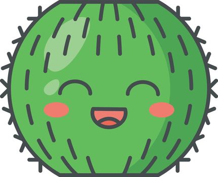 Barrel cactus cute kawaii vector character