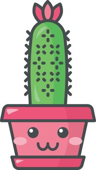 Hedgehog cactus cute kawaii vector character