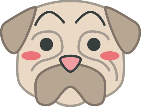 Pug cute kawaii vector character