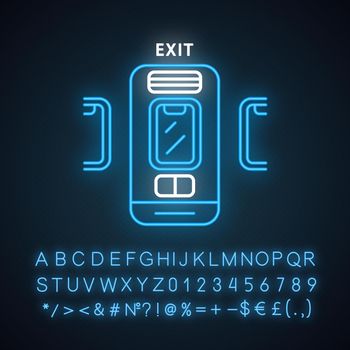 Emergency exit neon light icon