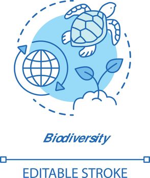 Biodiversity concept icon. Natural ecosystem protection idea thin line illustration. Wild life and marine habitants conservation. Nature saving. Vector isolated outline drawing. Editable stroke