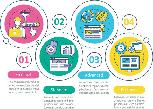 SEO keyword tool subscription vector infographic template