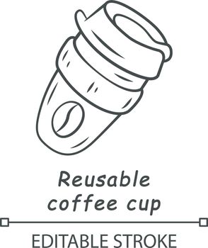 Reusable coffee cup linear icon