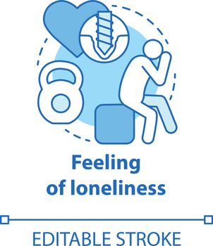 Feeling of loneliness concept icon. Depression. Resentment against partner. Love experiences. Trouble relationship idea thin line illustration. Vector isolated outline drawing. Editable stroke