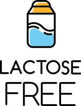 Lactose free color icon. Hypoallergenic milk. Organic alternative drink. Product free ingredient. Nutritious dietary, healthy eating. Personal healthcare. Isolated vector illustration