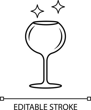 Alsace wine glass linear icon. Crystal glassware shapes. Glass for white wine. Alcohol drinking preferences. Thin line illustration. Contour symbol. Vector isolated outline drawing. Editable stroke