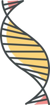 DNA spiral strand color icon. Deoxyribonucleic, nucleic acid helix stripes. Chromosome. Molecular biology. Genetic code. Genome. Genetics. Medicine. Isolated vector illustration