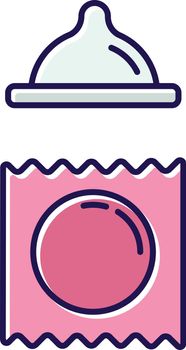 Contraceptive pink color icon. Female vaginal condom for safe sex. Pregnancy prevention method. Birth control. HIV, STI protection for healthy erotic intercourse. Isolated vector illustration