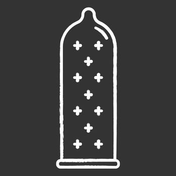 Contraceptive chalk icon. Female latex reusable condom with dots. Unwanted pregnancy prevention. Birth control. STI, HIV protection for safe sexual intercourse. Isolated vector chalkboard illustration
