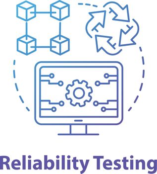 Reliability testing concept icon. Software development type idea thin line illustration. Application programming. Failure-free perfomance. IT project. Vector isolated outline drawing