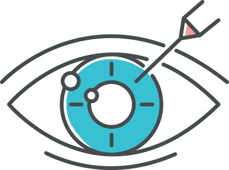 Vision correction color icon. Medical surgical procedure. Health care. Astigmatism treatment. Ophthalmology. Clinical services. Laser operation. Eye disorder recovery. Isolated vector illustration