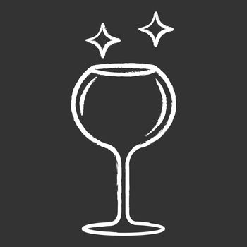 Alsace wine glass chalk icon. Crystal glassware shapes, types. Glass for white wine, other drinks. Alcohol drinking preferences. Table serving service. Isolated vector chalkboard illustration