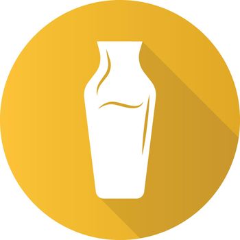 Wime service yellow flat design long shadow glyph icon. Decorative decanter with alcohol beverage. Aperitif drink. Bar, restaurant, winery glassware. Vector silhouette illustration
