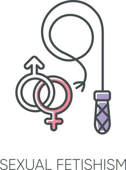 Sexual fetishism color icon. Male and female erotic play. Sex toy stimulation. Kinky relationship. Specific intimate behaviour fixation. Mental disorder. Isolated vector illustration