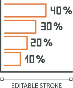 Horizontal histogram linear icon. Rising interest rate chart. Increasing graph bars. Business strategy. Thin line illustration. Contour symbol. Vector isolated outline drawing. Editable stroke