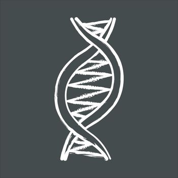 Left-handed DNA helix chalk icon. Z-DNA. Deoxyribonucleic, nucleic acid structure. Spiral strand. Chromosome. Molecular biology. Genetic code. Genome. Genetics. Isolated vector chalkboard illustration