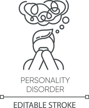 Personality disorder linear icon. Maladaptive behaviour. Deviation. Mental health issue. Anxiety and distress. Thin line illustration. Contour symbol. Vector isolated outline drawing. Editable stroke