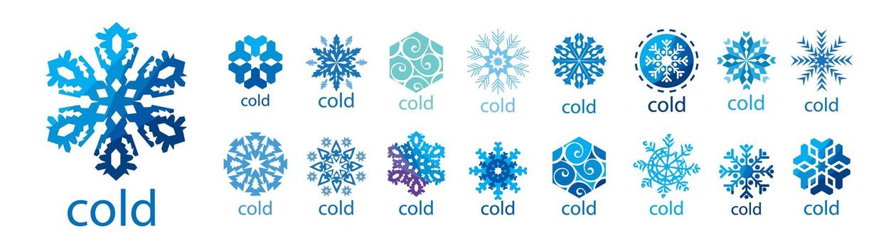 A set of vector logos Cold and Frost on a white background