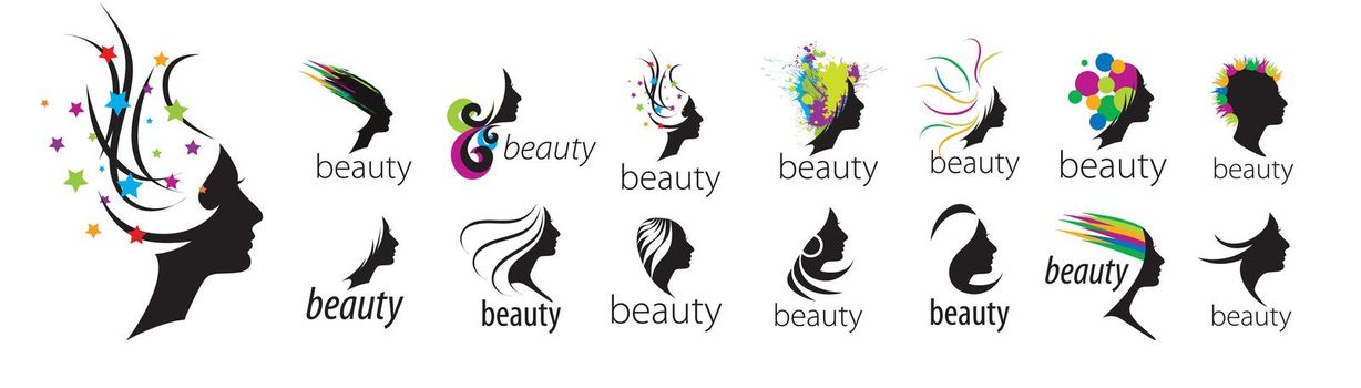 A set of vector logos for a beauty salon on a white background