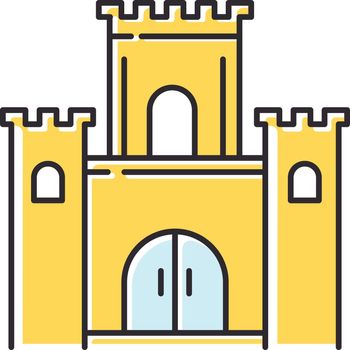 Solomon temple Bible story color icon. Jerusalem king castle. Worship building. Religious legend. Christian religion, holy book scene plot. Biblical narrative. Isolated vector illustration