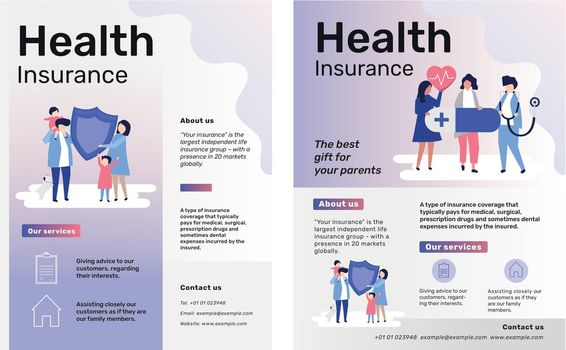 Flyer templates vector for health insurance