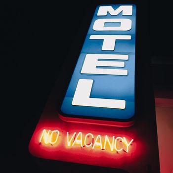 neon motel sign in usa