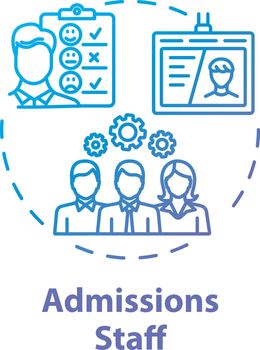 Admission staff concept icon. Employment service. HR management. Selection committee. Headhunting, recruitment idea thin line illustration. Vector isolated outline drawing