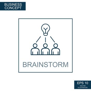 Business concept, web icon from thin lines. Brainstorm - Vector