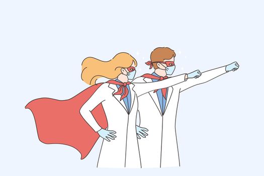 Superpower of doctors during coronavirus pandemic concept