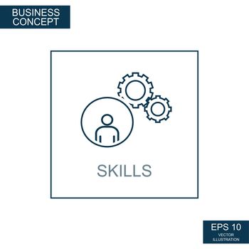 Business concept, web icon from thin lines. Skill - Vector