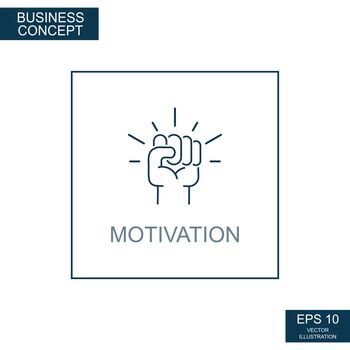 Business concept, web icon from thin lines. Motivation - Vector