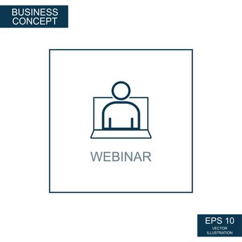 Business concept, web icon from thin lines. Webinar Support - Vector
