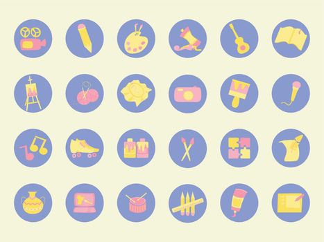 Various hobbies and professions icons collection - Vector