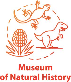 Museum Of Natural History concept icon. Prehistoric animals. Biological exposition. Naturhistorisches. Paleontological exhibition idea thin line illustration. Vector isolated outline drawing