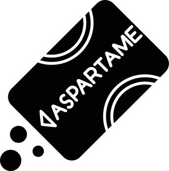 Aspartame glyph icon. Low calorie food additives. Artificial sweetener. Sugar substitude. Organic chemistry product. Silhouette symbol. Negative space. Vector isolated illustration