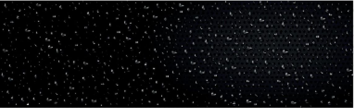Realistic drops of water on a black background - Vector