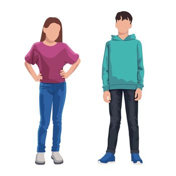 WebStylishly dressed boy and teenage girl on a white background - Vector illustration