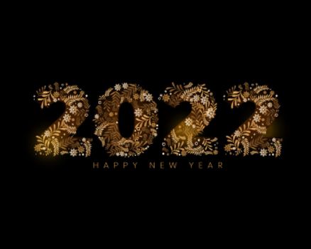 2022 happy new year christmas leaves background