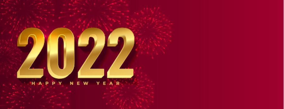 3d style golden 2022 celebration new year fireworks banner