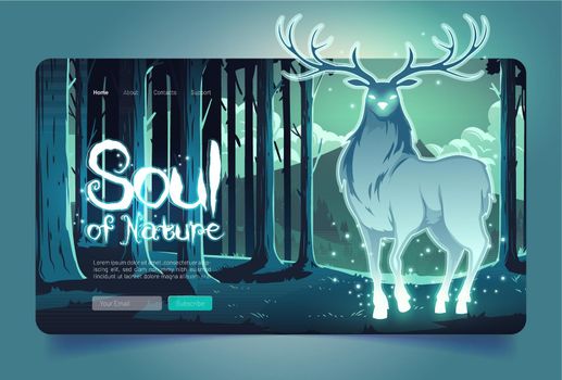 Nature soul banner with mystical glowing deer