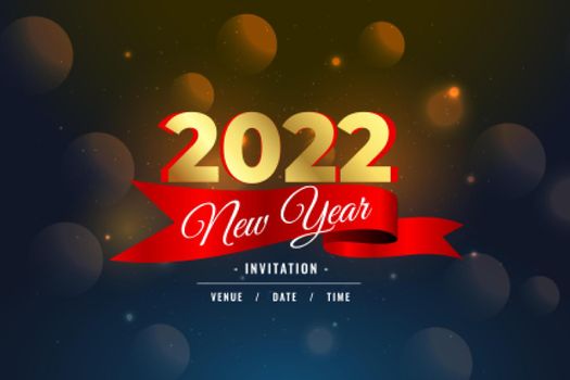 2022 new year greeting card in realistic golden style