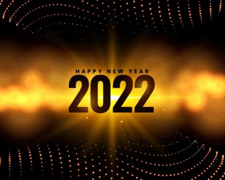 glowing happy new year 2022 golden background