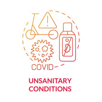 Unsanitary conditions red gradient concept icon