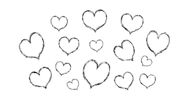 hand drawn hearts valentine's day elements scribble doodle style