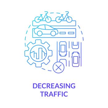 Decreasing traffic blue gradient concept icon