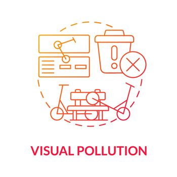 Visual pollution red gradient concept icon