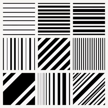 Line pattern background, simple design in black and white vector set